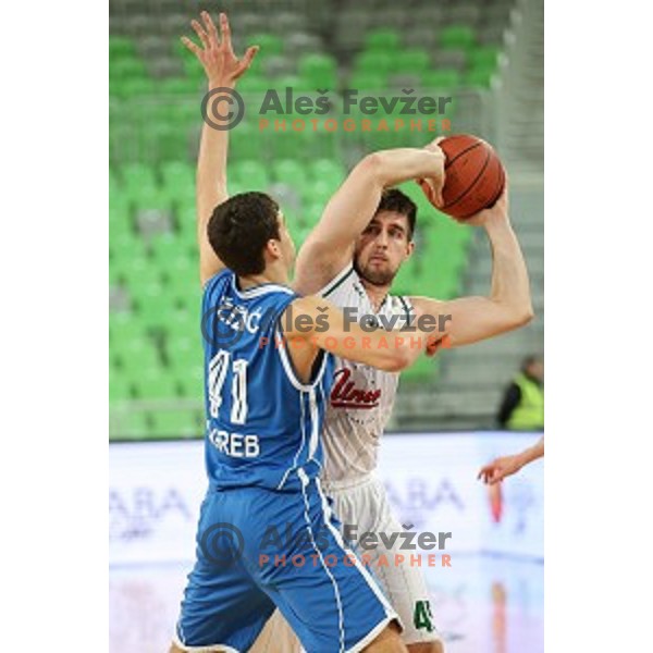 Halil Kanacevic of Union Olimpija in action during ABA league basketball match between Union Olimpija and Cibona , played in Stozice Hall, Ljubljana, Slovenia on December 23, 2014
