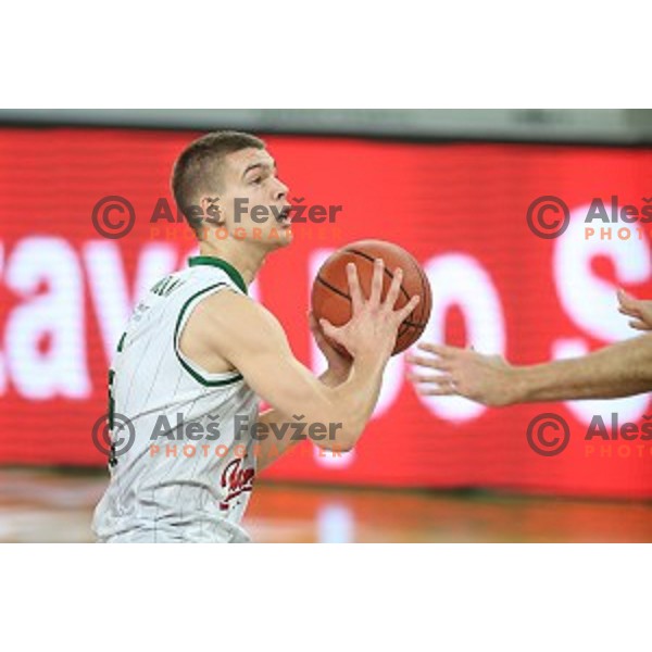 Paolo Marinelli of Union Olimpija in action during ABA league basketball match between Union Olimpija and Cibona , played in Stozice Hall, Ljubljana, Slovenia on December 23, 2014