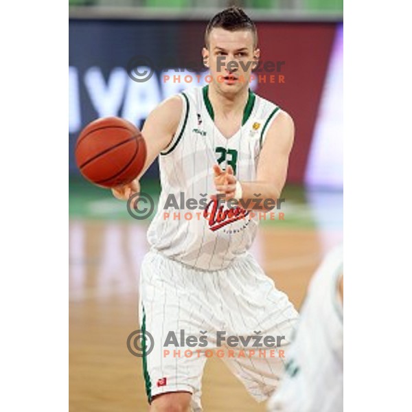 Alen Omic of Union Olimpija in action during ABA league basketball match between Union Olimpija and Cibona , played in Stozice Hall, Ljubljana, Slovenia on December 23, 2014