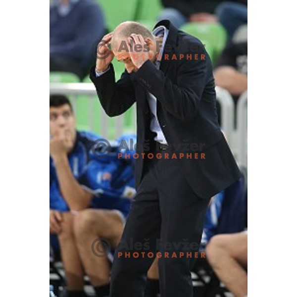 Slaven Rimac, head coach of Cibona in action during ABA league basketball match between Union Olimpija and Cibona , played in Stozice Hall, Ljubljana, Slovenia on December 23, 2014