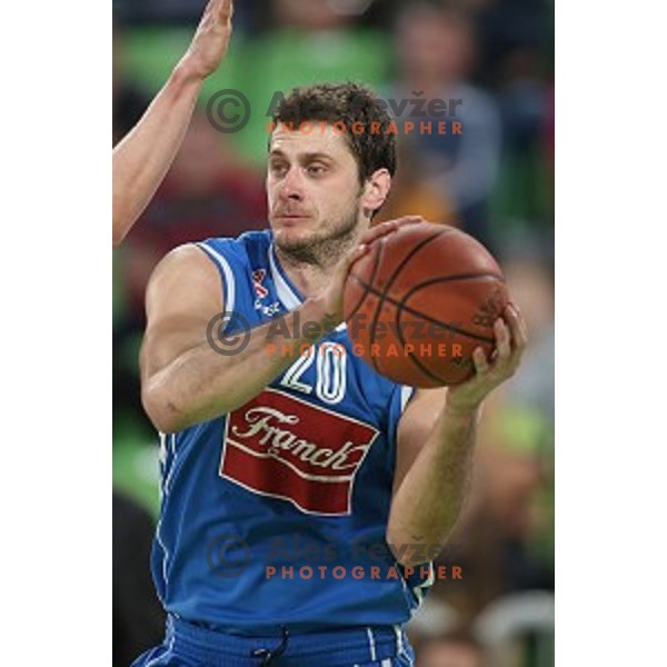 Marin Rozic of Cibona in action during ABA league basketball match between Union Olimpija and Cibona , played in Stozice Hall, Ljubljana, Slovenia on December 23, 2014