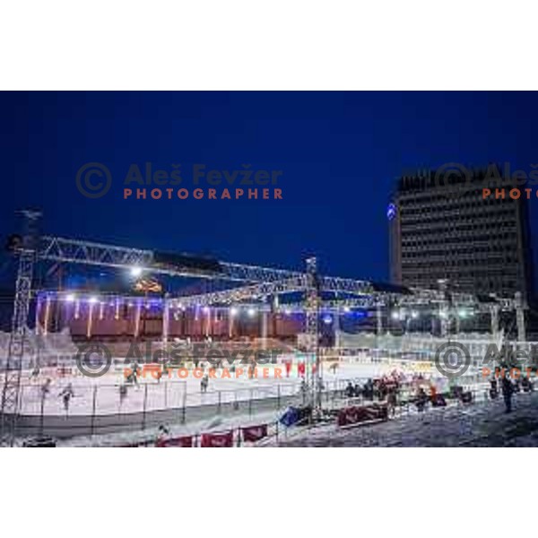 Before ice hockey match of Ice Fest-32th round of EBEL League in Season 2014/15 between HDD Telemach Olimpija and HC Bolzano, played in Trg republike, Ljubljana, Slovenia, on December 28, 2014