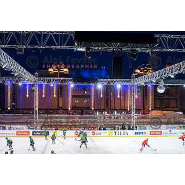 Before ice hockey match of Ice Fest-32th round of EBEL League in Season 2014/15 between HDD Telemach Olimpija and HC Bolzano, played in Trg republike, Ljubljana, Slovenia, on December 28, 2014