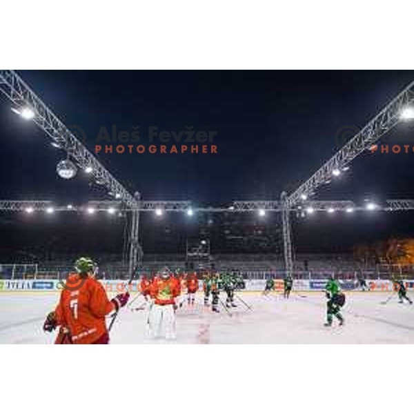 Before ice hockey match of Ice Fest-32th round of EBEL League in Season 2014/15 between HDD Telemach Olimpija and HC Bolzano, played in Trg republike, Ljubljana, Slovenia, on December 28, 2014