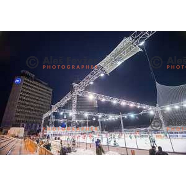 Before ice hockey match of Ice Fest-32th round of EBEL League in Season 2014/15 between HDD Telemach Olimpija and HC Bolzano, played in Trg republike, Ljubljana, Slovenia, on December 28, 2014