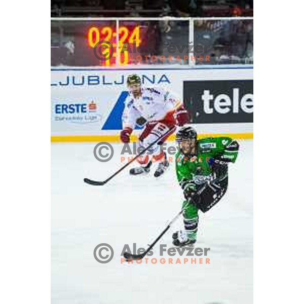 Marvin Degon of Olimpija in action during ice hockey match of Ice Fest-32th round of EBEL League in Season 2014/15 between HDD Telemach Olimpija and HC Bolzano, played in Trg republike, Ljubljana, Slovenia, on December 28, 2014