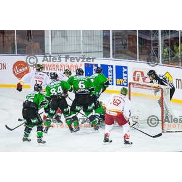 Action during ice hockey match of Ice Fest-32th round of EBEL League in Season 2014/15 between HDD Telemach Olimpija and HC Bolzano, played in Trg republike, Ljubljana, Slovenia, on December 28, 2014