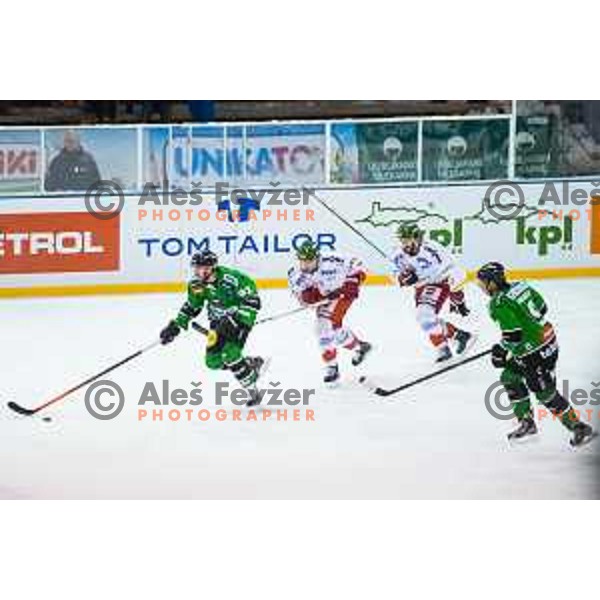 Matic Podlipnik of Olimpija in action during ice hockey match of Ice Fest-32th round of EBEL League in Season 2014/15 between HDD Telemach Olimpija and HC Bolzano, played in Trg republike, Ljubljana, Slovenia, on December 28, 2014