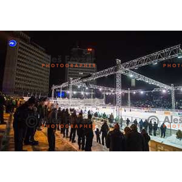 Action during ice hockey match of Ice Fest-32th round of EBEL League in Season 2014/15 between HDD Telemach Olimpija and HC Bolzano, played in Trg republike, Ljubljana, Slovenia, on December 28, 2014