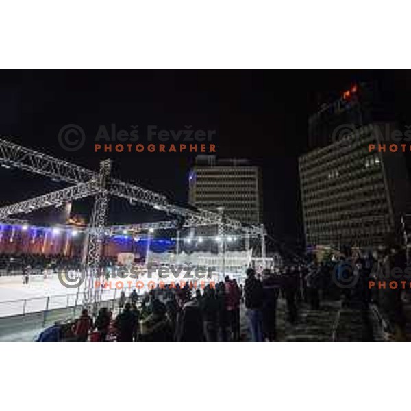 Action during ice hockey match of Ice Fest-32th round of EBEL League in Season 2014/15 between HDD Telemach Olimpija and HC Bolzano, played in Trg republike, Ljubljana, Slovenia, on December 28, 2014