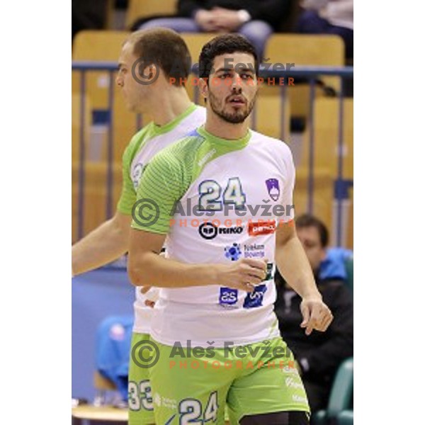 Mario Sostaric of Slovenia in action during friendly handball match Slovenia-Algeria , played in Zlatorog Hall, Celje, Slovenia on December 28,2014