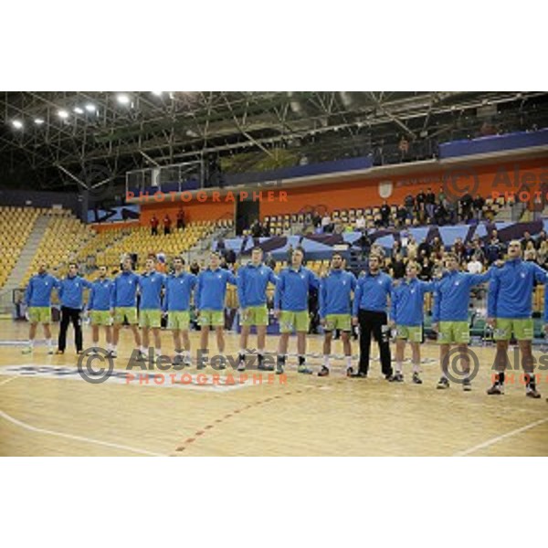 of Slovenia in action during friendly handball match Slovenia-Algeria , played in Zlatorog Hall, Celje, Slovenia on December 28,2014