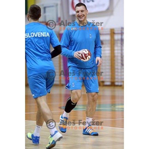 Miladin Kozlina of Slovenia in action during practice session in Zrece Sports Hall on January 2, 2015