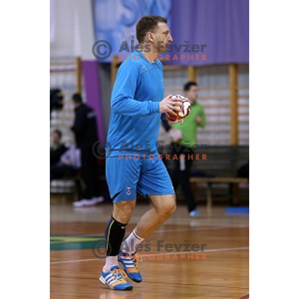 Miladin Kozlina of Slovenia in action during practice session in Zrece Sports Hall on January 2, 2015