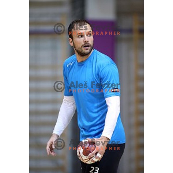 Uros Zorman of Slovenia in action during practice session in Zrece Sports Hall on January 2, 2015