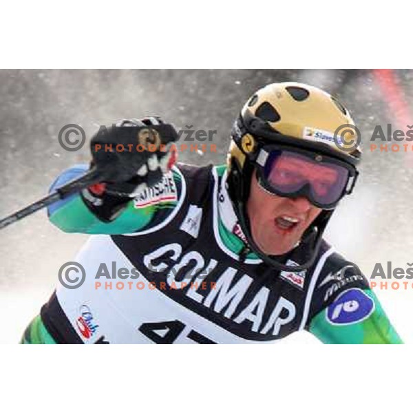 Drago Grubelnik skiing at World Cup Slalom, Vitranc Cup,Kranjska gora on December 26, 2005 