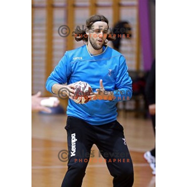 Dean Bombac of Slovenia in action during practice session in Zrece Sports Hall on January 2, 2015