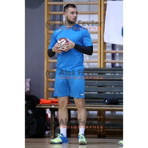 Gasper Marguc of Slovenia in action during practice session in Zrece Sports Hall on January 2, 2015