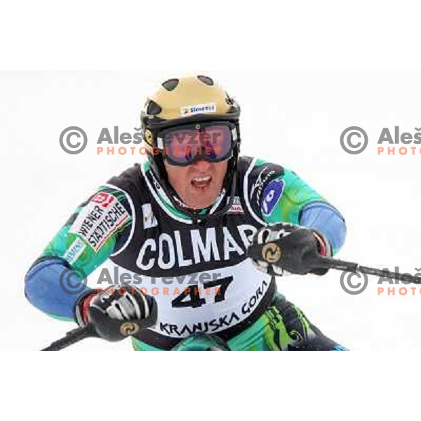 Drago Grubelnik skiing at World Cup Slalom, Vitranc Cup,Kranjska gora on December 26, 2005 