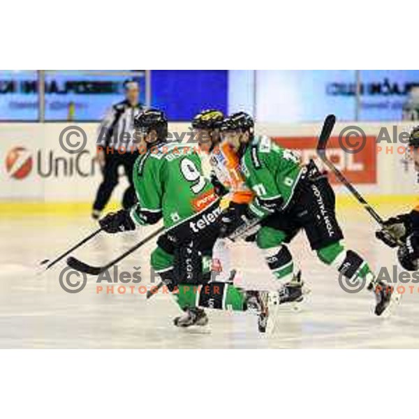 Hunter Bishop of Telemach Olimpija in action during Telemach league ice-hockey match Telemach Olimpija-Graz 99ers in Tivoli Hall, Ljubljana, Slovenia on January 6,2015