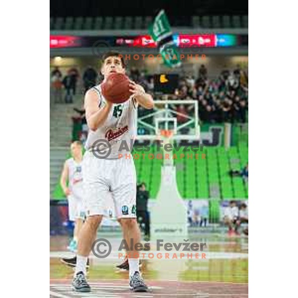 Halil Kanacevic of Olimpija in action during basketball match of 1st rund of EuroCup - Last 32 in Season 2014/15 between KK Union Olimpija vs Brose Baskets Bamberg, played in Arena Stozice, Ljubljana, Slovenia, on January 7, 2015
