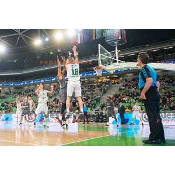 Hristo Nikolov of Olimpija in action during basketball match of 1st rund of EuroCup - Last 32 in Season 2014/15 between KK Union Olimpija vs Brose Baskets Bamberg, played in Arena Stozice, Ljubljana, Slovenia, on January 7, 2015