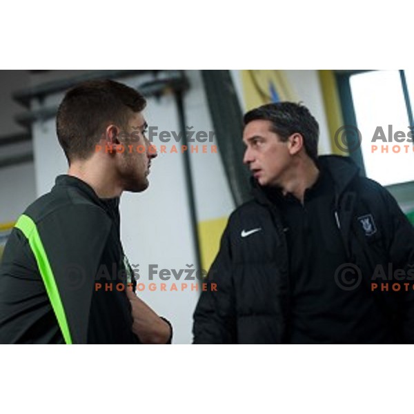 Andraz Sporar, Milenko Acimovic during first practice of football club Olimpija, ZAK, Ljubljana, Slovenia, 08.01.2015