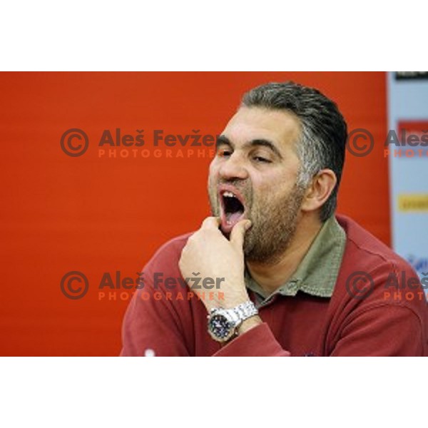 Boris Denic of Slovenia handball team before departure to Qatar 2015 World Handball championships during press conference in Ljubljana on January 12, 2015