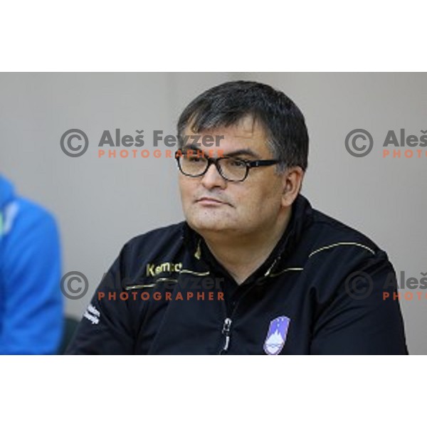 of Slovenia handball team before departure to Qatar 2015 World Handball championships during press conference in Ljubljana on January 12, 2015