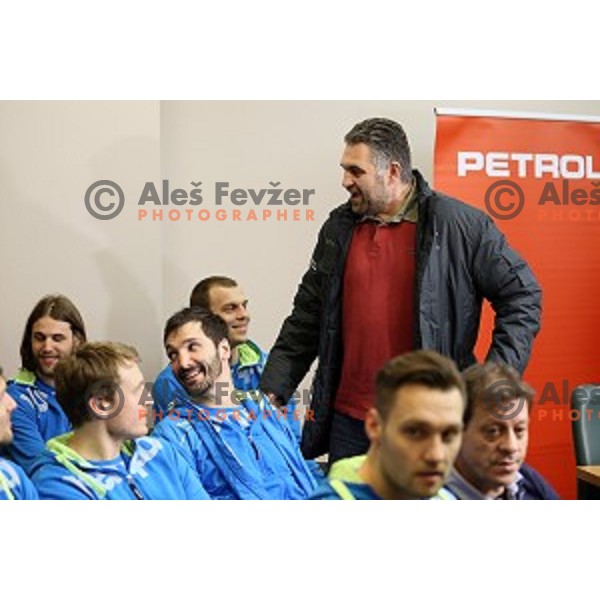 Boris Denic of Slovenia handball team before departure to Qatar 2015 World Handball championships during press conference in Ljubljana on January 12, 2015