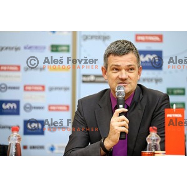 Tomaz Berlocnik, general manager of Petrol- sponsor of Slovenia handball team departure to Qatar 2015 World Handball championships during press conference in Ljubljana on January 12, 2015