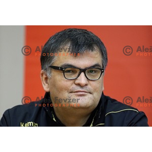 Goran Cvijic of Slovenia handball team before departure to Qatar 2015 World Handball championships during press conference in Ljubljana on January 12, 2015