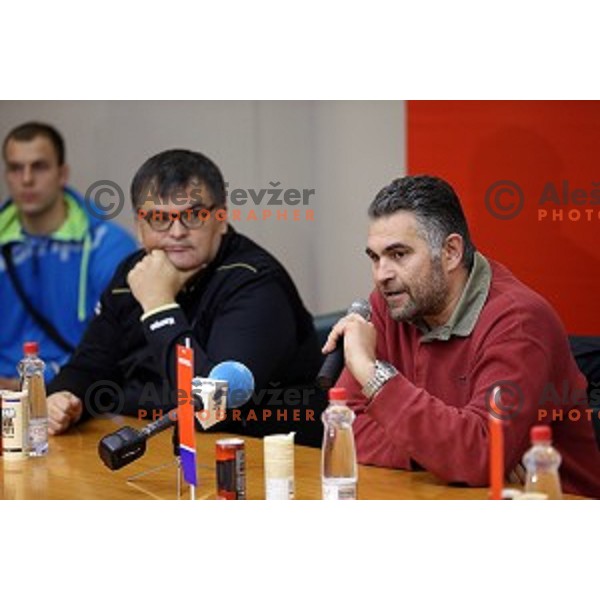 Boris Denic of Slovenia handball team before departure to Qatar 2015 World Handball championships during press conference in Ljubljana on January 12, 2015