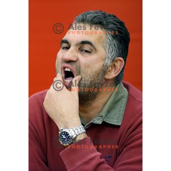 Boris Denic of Slovenia handball team before departure to Qatar 2015 World Handball championships during press conference in Ljubljana on January 12, 2015