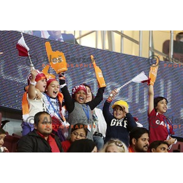 action at Preliminary Group A match Qatar-Brasil at Qatar 2015 World Handball championships in Lusail Sport Arena, Doha on January 15, 2015