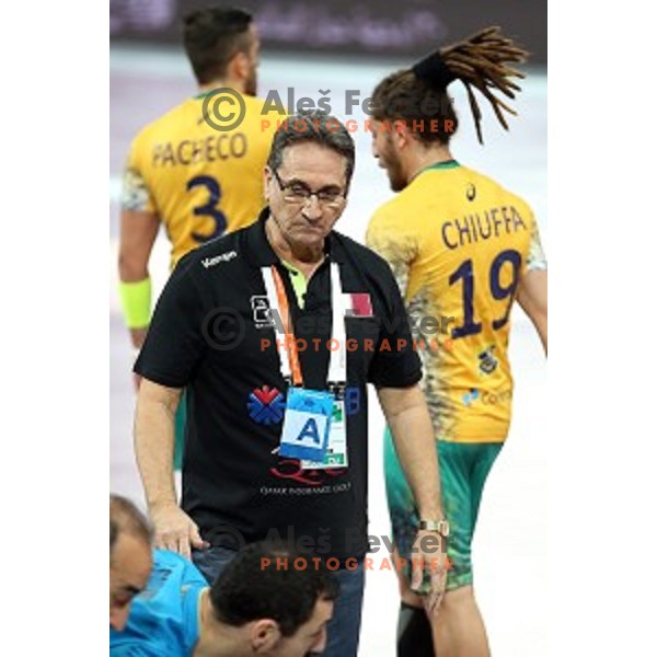 Head coach Rivera of Qatar in action at Preliminary Group A match Qatar-Brasil at Qatar 2015 World Handball championships in Lusail Sport Arena, Doha on January 15, 2015