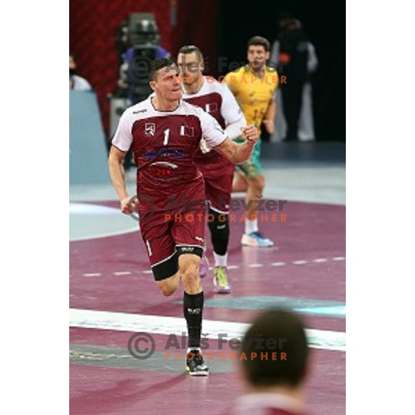 Zarko Markovic of Qatar in action at Preliminary Group A match Qatar-Brasil at Qatar 2015 World Handball championships in Lusail Sport Arena, Doha on January 15, 2015