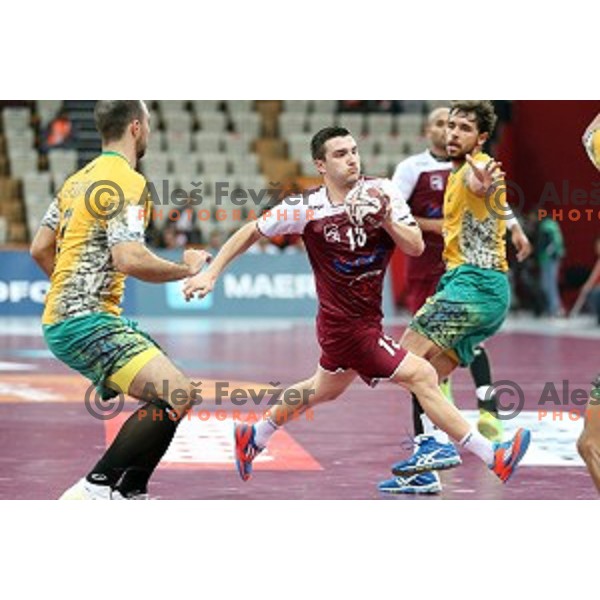 Eldar Memisevic of Qatar in action at Preliminary Group A match Qatar-Brasil at Qatar 2015 World Handball championships in Lusail Sport Arena, Doha on January 15, 2015