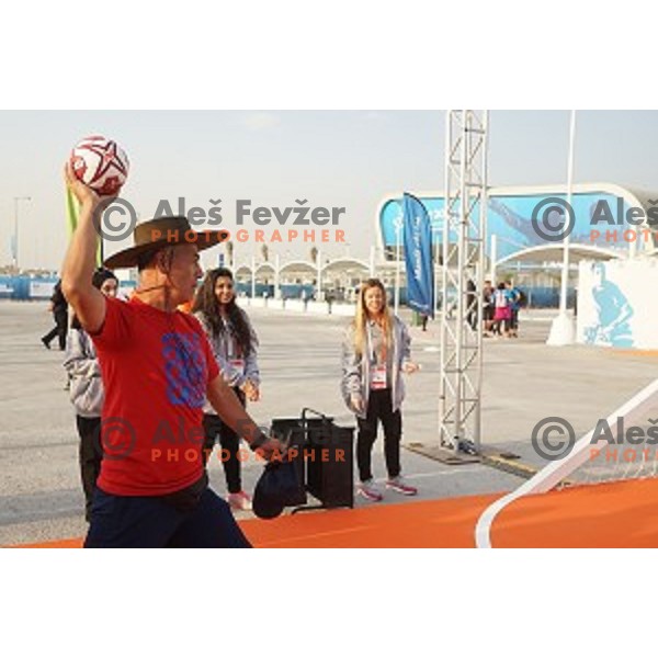 Fans outside arena before Preliminary Group A match Slovenia-Chile at Qatar 2015 World Handball championships in Al Saad Sport Arena, Doha on January 16, 2015