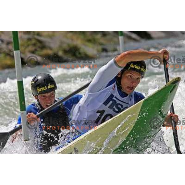 Jarc (left) Visnar (SLO) during qualification run at ICF slalom World Cup race in Tacen, Slovenia on July 7th 2007. Photo by Ales Fevzer 