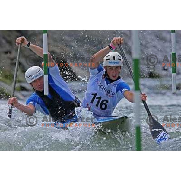 Hocevar 9left) Kulovec (SLO) during qualification run at ICF slalom World Cup race in Tacen, Slovenia on July 7th 2007. Photo by Ales Fevzer 