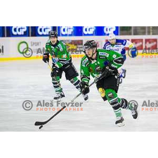 Marvin Degon of Olimpija in action during ice hockey match of 39th round of EBEL League in Season 2014/15 between HDD Telemach Olimpija and EC VSV, played in Tivoli Hall, Ljubljana, Slovenia, on January 16, 2015