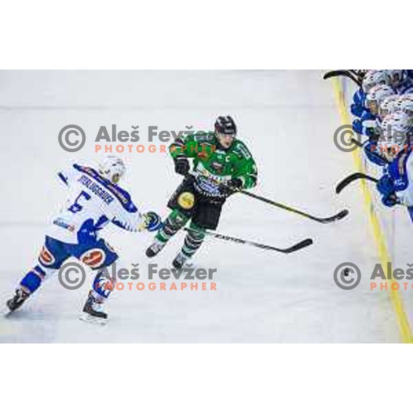 Ales Music of Olimpija in action during ice hockey match of 39th round of EBEL League in Season 2014/15 between HDD Telemach Olimpija and EC VSV, played in Tivoli Hall, Ljubljana, Slovenia, on January 16, 2015