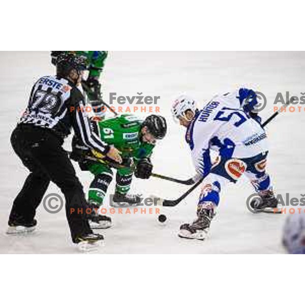 Luka Kalan of Olimpija in action during ice hockey match of 39th round of EBEL League in Season 2014/15 between HDD Telemach Olimpija and EC VSV, played in Tivoli Hall, Ljubljana, Slovenia, on January 16, 2015