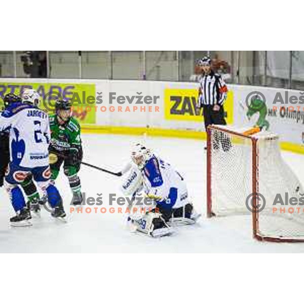 Aljaz Uduc of Olimpija in action during ice hockey match of 39th round of EBEL League in Season 2014/15 between HDD Telemach Olimpija and EC VSV, played in Tivoli Hall, Ljubljana, Slovenia, on January 16, 2015