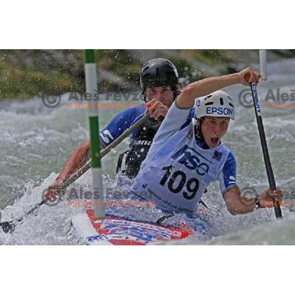 Slapsak Luka (109) Oven Blaz (SLO) during qualification run at ICF slalom World Cup race in Tacen, Slovenia on July 7th 2007. Photo by Ales Fevzer 