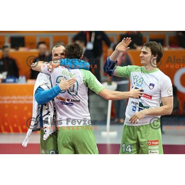 Sebastjan Skube of Slovenia in action at Preliminary Group A match Slovenia-Belarus at Qatar 2015 World Handball championships in Lusail Sport Arena, Doha on January 17, 2015