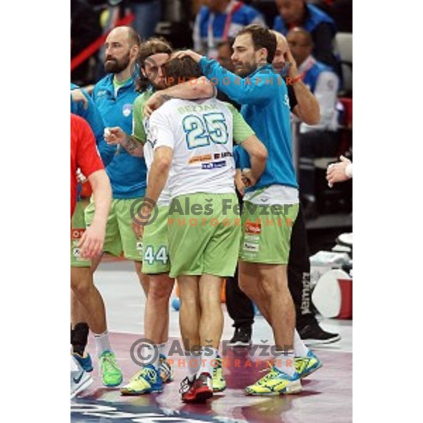 Jure Natek at Preliminary Group A match Slovenia-Belarus at Qatar 2015 World Handball championships in Lusail Sport Arena, Doha on January 17, 2015