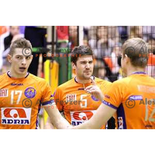 Mario Koncilja and Nathan Roberts of ACH Volley during volleyball game between Salonit Anhovo and ACH Volley, final match of Slovenia Volleyball Cup 2015, 17.1.2015 in OŠ Šempeter, Šempeter