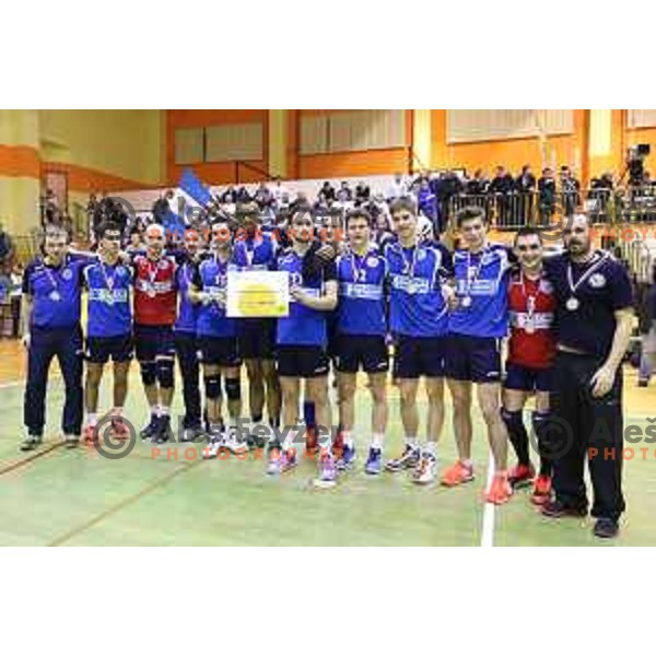Players of Salonit Anhovo during volleyball game between ACH Volley and Salonit Anhovo, final match of Slovenia Volleyball Cup 2015, 17.1.2015 in OŠ Šempeter, Šempeter